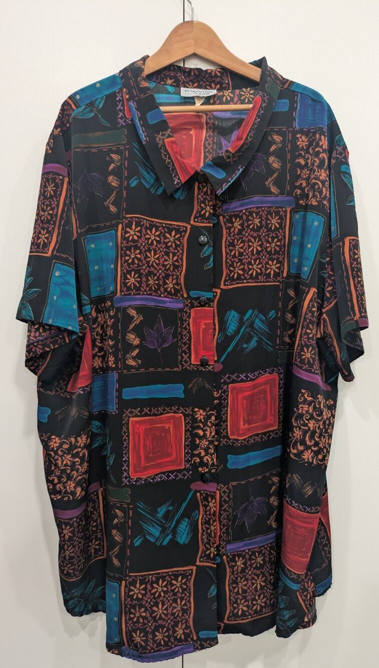 VTG Kensington Square 90s Abstract Art Shirt Made in USA Plus Size 3X/4X